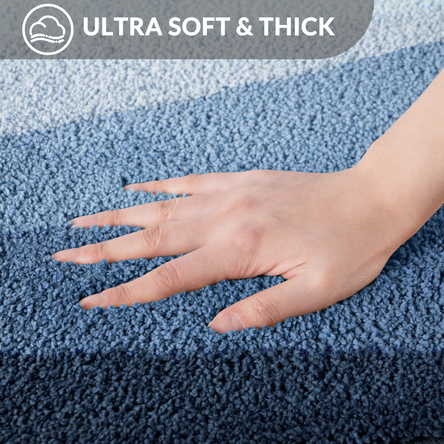 Exclusivo Mezcla Bathroom Rugs Mat 20x30, Extra Soft Non Slip Absorbent Water Microfiber Bath Rugs, Machine Washable Quick Dry Bath Mats for Bathroom Floor, Shower, Home Decor, Waved Blue