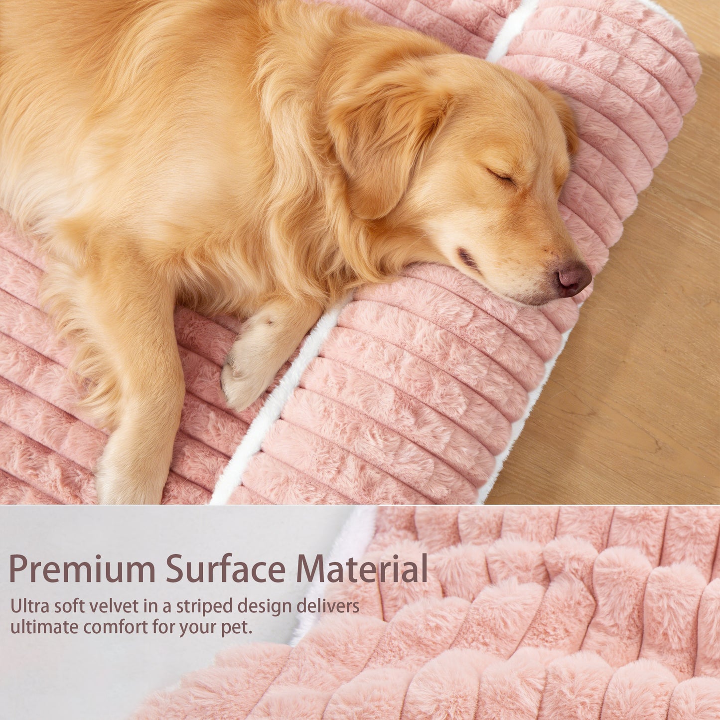 Exclusivo Mezcla Orthopedic Dog Bed with Head Pillow for Small and Medium Dogs, Removable and Machine-Washable Cover, 30"X20", Pink