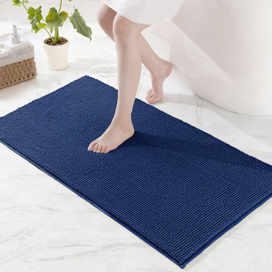 Exclusivo Mezcla Bathroom Rugs Mat 24x47, Extra Soft Absorbent Chenille Bath Rugs Mat, Quick Dry, Machine Washable Bath Mats for Bathroom Floor, Shower, Home Decor, Navy Blue