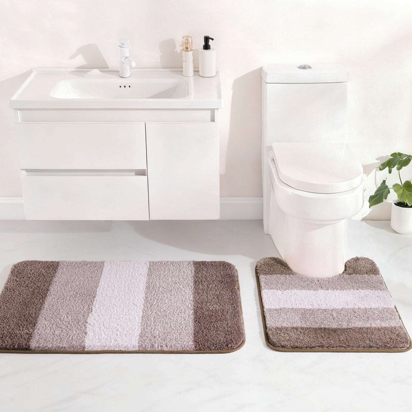 Exclusivo Mezcla Bathroom Rugs Mat 17x24, Extra Soft Non Slip Absorbent Water Microfiber Bath Rugs, Machine Washable Quick Dry Bath Mats for Bathroom Floor, Shower, Home Decor, Gradient Coffee