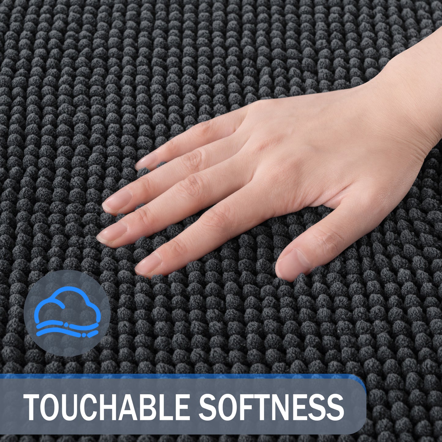 Exclusivo Mezcla Toilet Rugs U-Shaped 20x24, Extra Soft Absorbent Chenille Bath Rugs Mat, Quick Dry, Machine Washable Bath Mats for Toilet, Grey