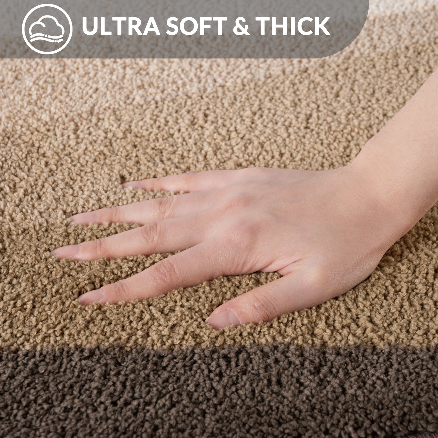 Exclusivo Mezcla Bathroom Rugs Mat 24x36, Extra Soft Non Slip Absorbent Water Microfiber Bath Rugs, Machine Washable Quick Dry Bath Mats for Bathroom Floor, Shower, Home Decor, Waved Camel