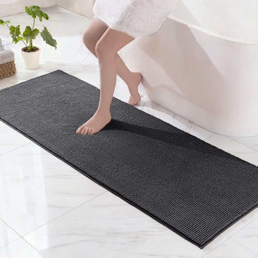 Exclusivo Mezcla Bathroom Rugs Mat 24x70, Extra Soft Absorbent Chenille Bath Rugs Mat, Quick Dry, Machine Washable Bath Mats for Bathroom Floor, Shower, Home Decor, Grey