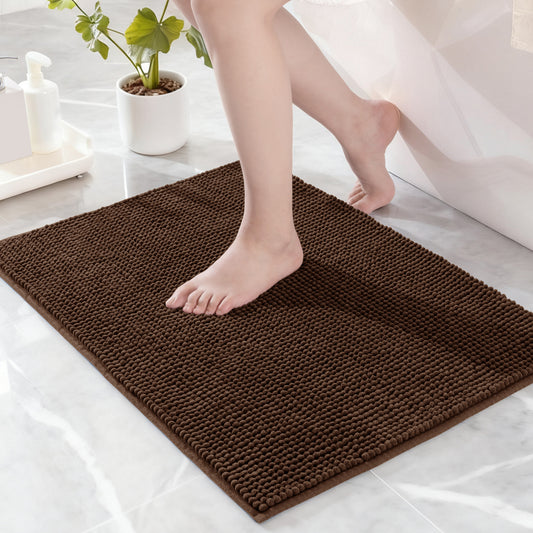 Exclusivo Mezcla Bathroom Rugs Mat 17x24, Extra Soft Absorbent Chenille Bath Rugs Mat, Quick Dry, Machine Washable Bath Mats for Bathroom Floor, Shower, Home Decor, Coffee