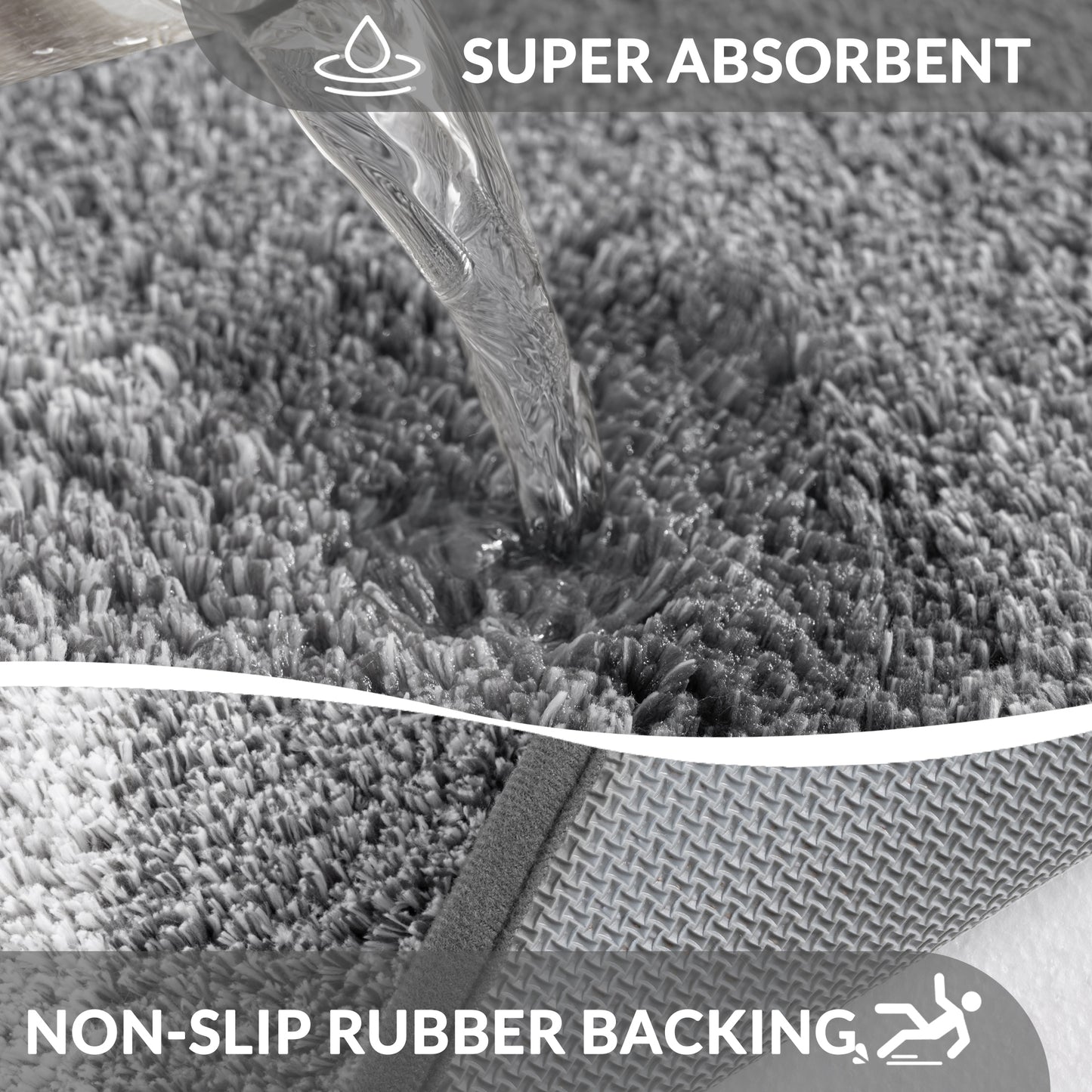 Exclusivo Mezcla Toilet Rugs U-Shaped 20x24, Extra Soft Non Slip Absorbent Water Microfiber Bath Rugs, Machine Washable Quick Dry Bath Mats for Toilet, Gradient Grey