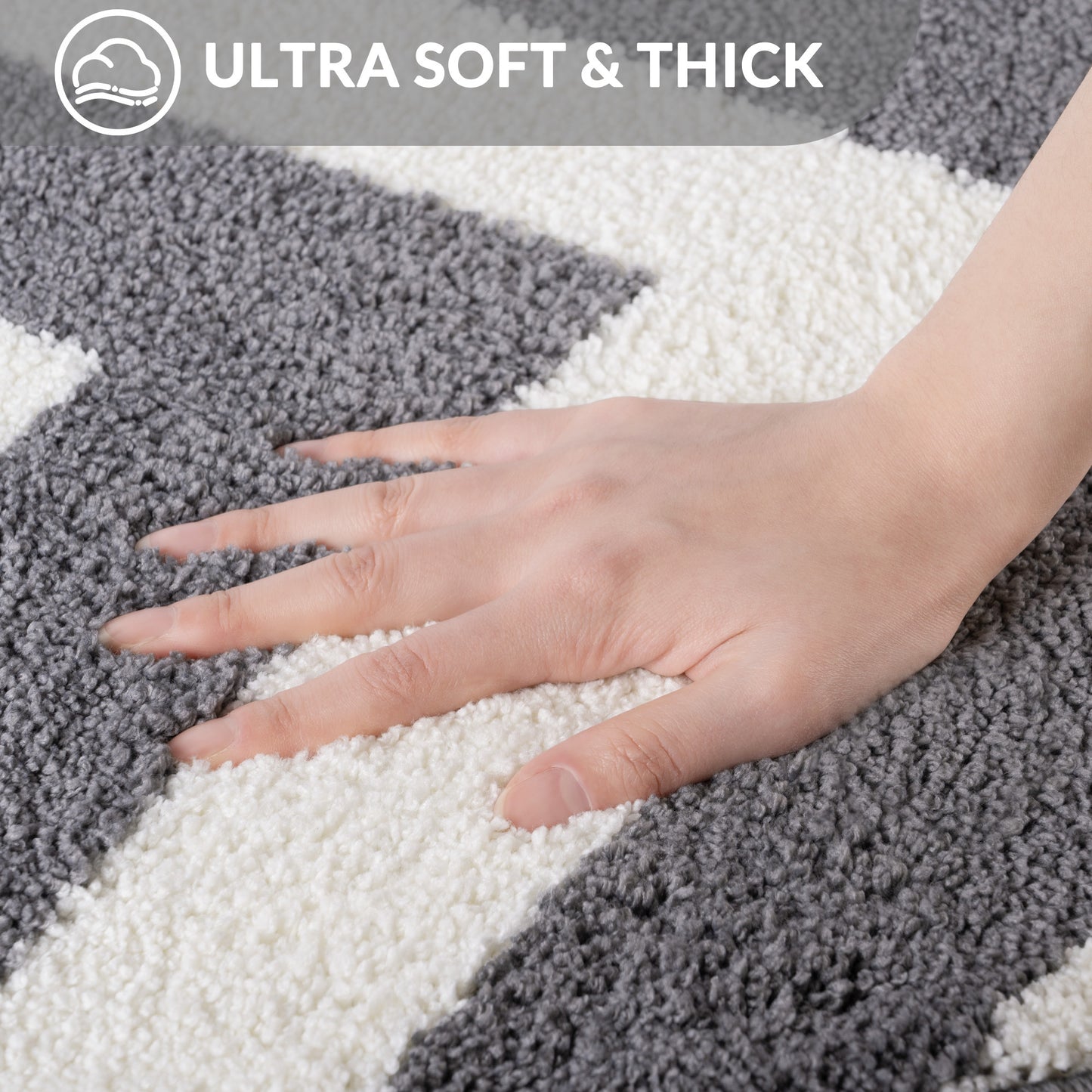 Exclusivo Mezcla Bathroom Rugs Mat 20x30, Extra Soft Non Slip Absorbent Water Microfiber Bath Rugs, Machine Washable Quick Dry Bath Mats for Bathroom Floor, Shower, Home Decor, Striped Grey