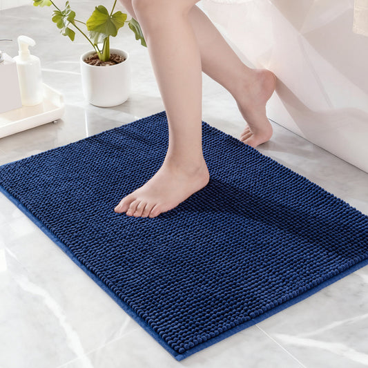 Exclusivo Mezcla Bathroom Rugs Mat 17x24, Extra Soft Absorbent Chenille Bath Rugs Mat, Quick Dry, Machine Washable Bath Mats for Bathroom Floor, Shower, Home Decor, Navy Blue