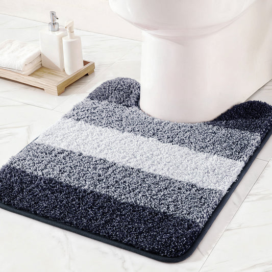 Exclusivo Mezcla Toilet Rugs U-Shaped 20x24, Extra Soft Non Slip Absorbent Water Microfiber Bath Rugs, Machine Washable Quick Dry Bath Mats for Toilet, Gradient Navy Blue