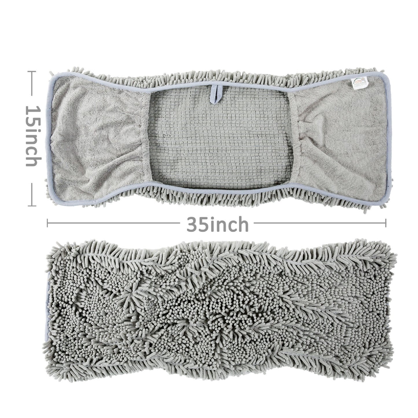 2 Pack Luxury Absorbent Dog Towels, (35"x15") Extra Large Microfiber Quick Drying Dog Shammy with Hand Pockets Pet Towel for Dog and Cat, Machine Washable (Grey+Grey)