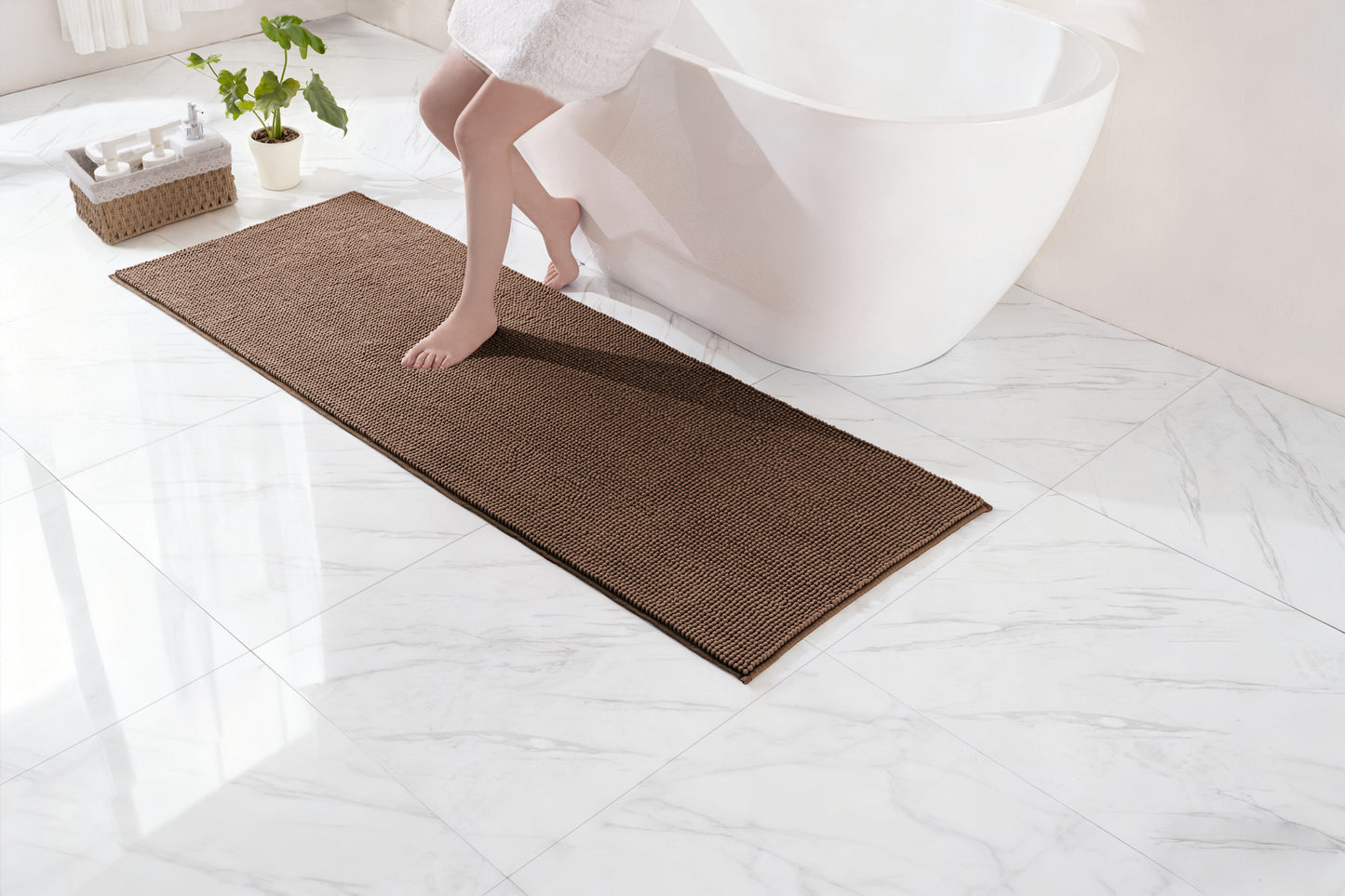 Exclusivo Mezcla Bathroom Rugs Mat 24x70, Extra Soft Absorbent Chenille Bath Rugs Mat, Quick Dry, Machine Washable Bath Mats for Bathroom Floor, Shower, Home Decor, Coffee