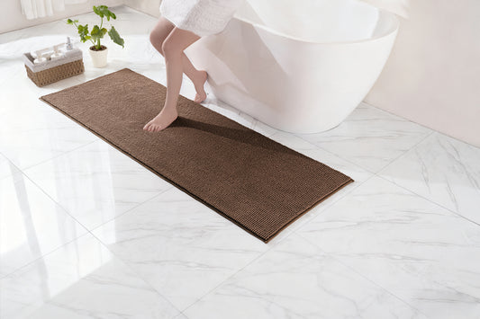 Exclusivo Mezcla Bathroom Rugs Mat 24x70, Extra Soft Absorbent Chenille Bath Rugs Mat, Quick Dry, Machine Washable Bath Mats for Bathroom Floor, Shower, Home Decor, Coffee