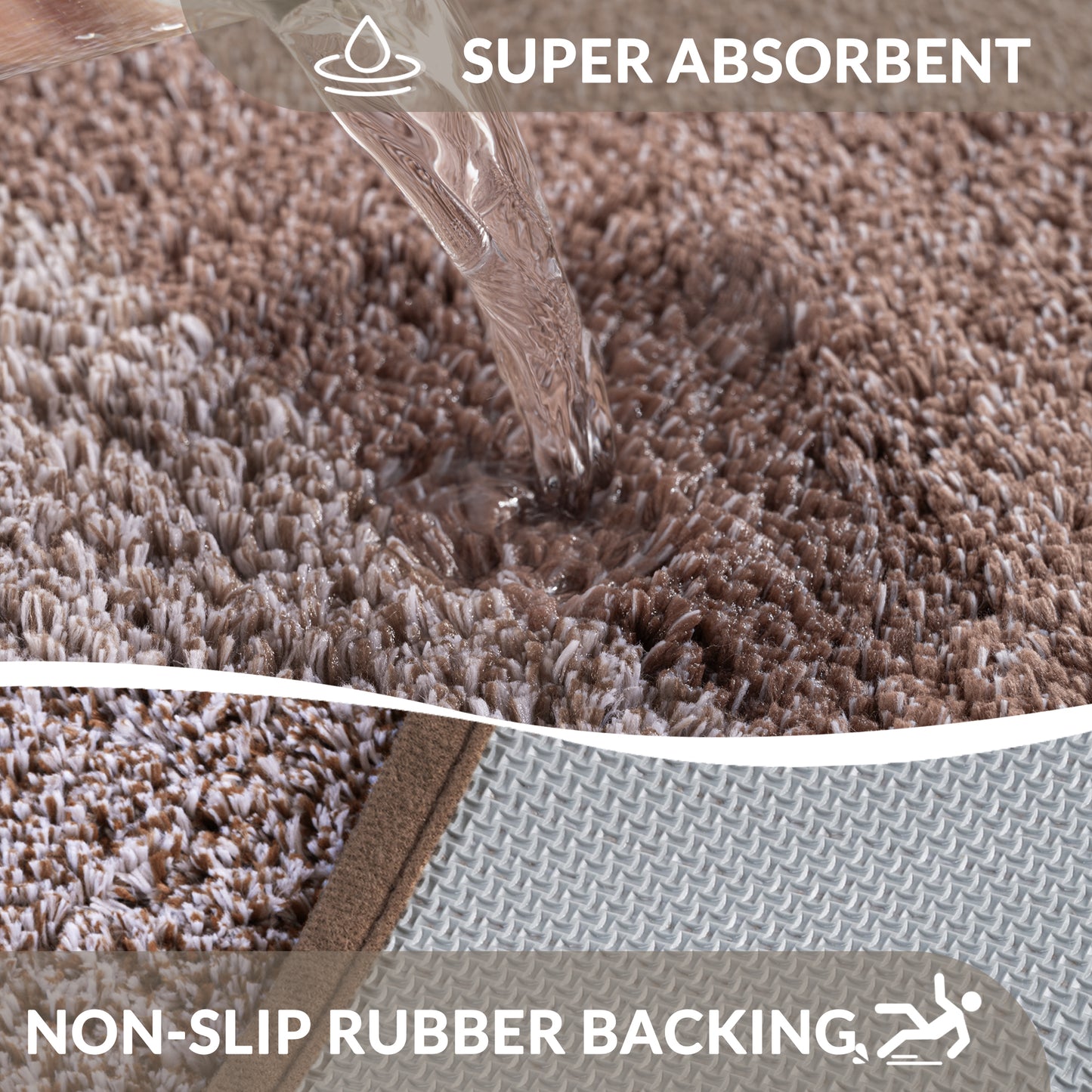 Exclusivo Mezcla Bathroom Rugs Mat 20x30, Extra Soft Non Slip Absorbent Water Microfiber Bath Rugs, Machine Washable Quick Dry Bath Mats for Bathroom Floor, Shower, Home Decor, Gradient Coffee