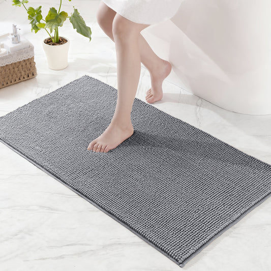 Exclusivo Mezcla Bathroom Rugs Mat 24x36, Extra Soft Absorbent Chenille Bath Rugs Mat, Quick Dry, Machine Washable Bath Mats for Bathroom Floor, Shower, Home Decor, Light Grey