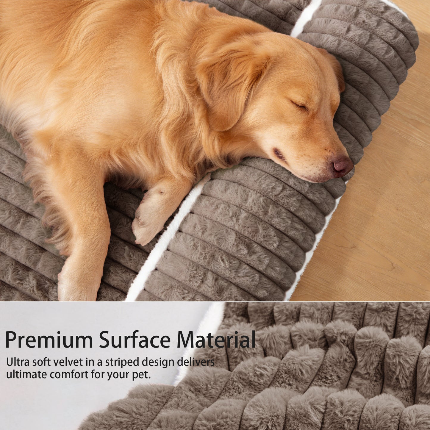 Exclusivo Mezcla Orthopedic Dog Bed with Head Pillow for Large Dogs, Removable and Machine-Washable Cover, 42"X28", Brown