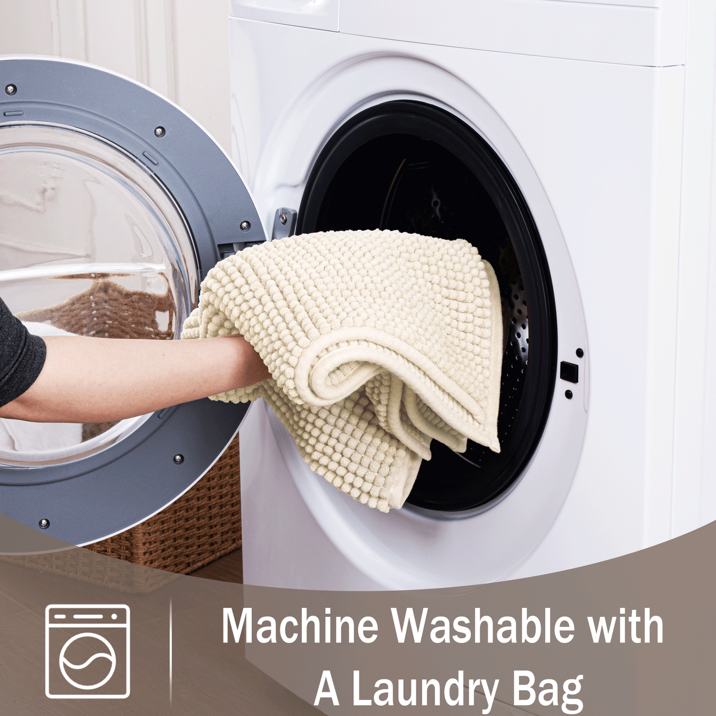 Exclusivo Mezcla Bathroom Rugs Mat 24x47, Extra Soft Absorbent Chenille Bath Rugs Mat, Quick Dry, Machine Washable Bath Mats for Bathroom Floor, Shower, Home Decor, Ivory