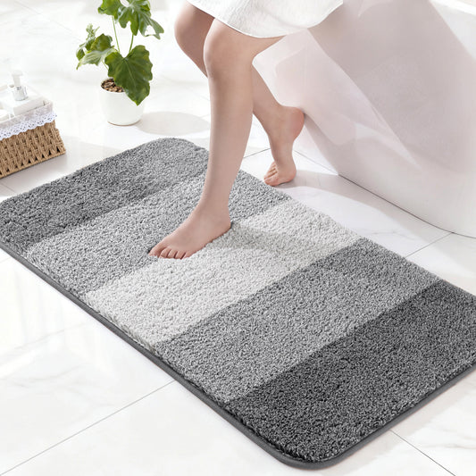 Exclusivo Mezcla Bathroom Rugs Mat 24x47, Extra Soft Non Slip Absorbent Water Microfiber Bath Rugs, Machine Washable Quick Dry Bath Mats for Bathroom Floor, Shower, Home Decor, Gradient Grey