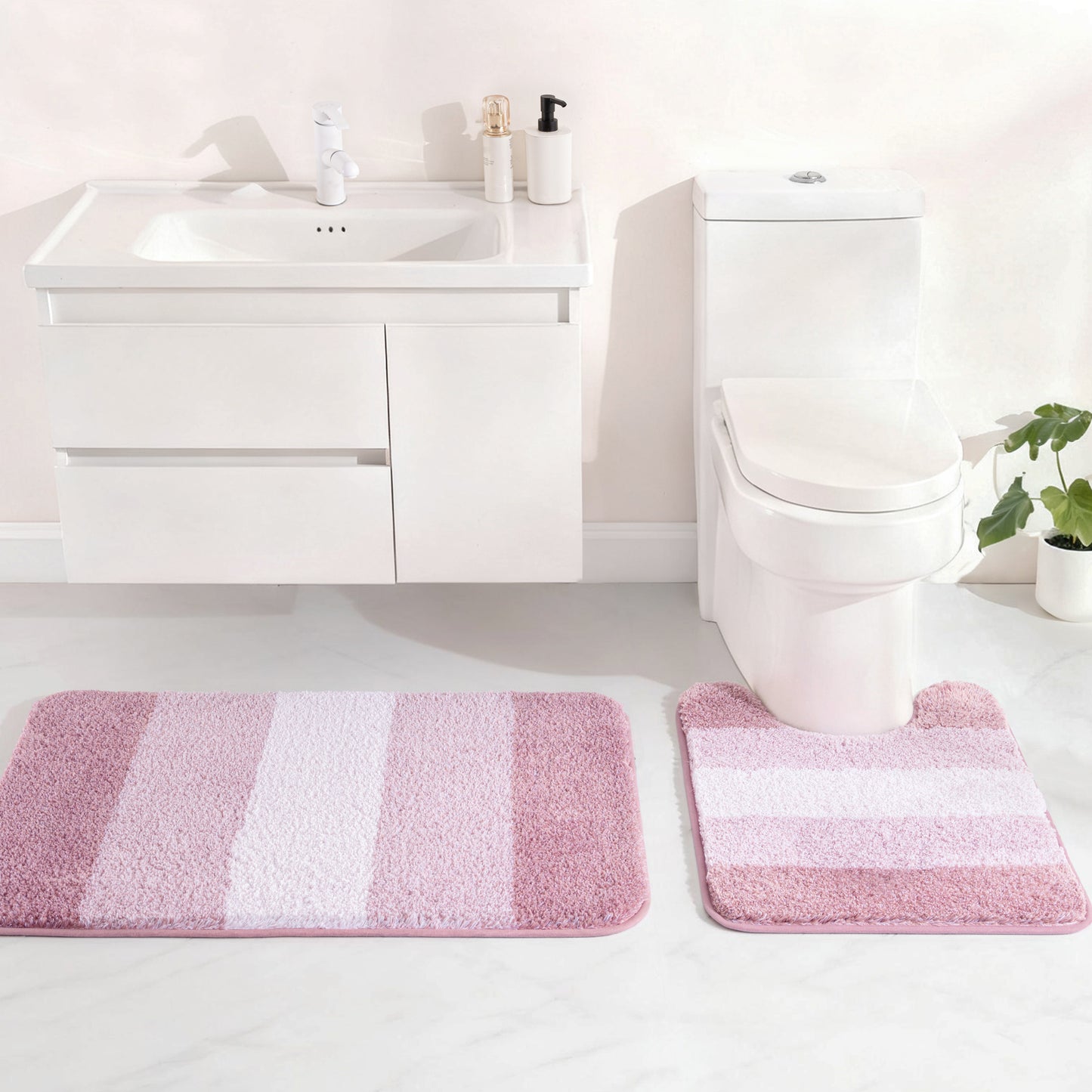 Exclusivo Mezcla Bathroom Rugs Mat 17x24, Extra Soft Non Slip Absorbent Water Microfiber Bath Rugs, Machine Washable Quick Dry Bath Mats for Bathroom Floor, Shower, Home Decor, Gradient Pink