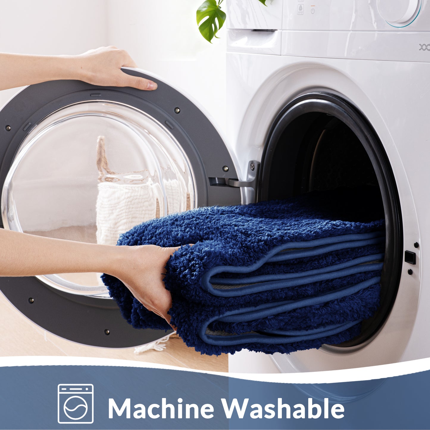 Exclusivo Mezcla Bathroom Rugs Mat 24x36, Extra Soft Non Slip Absorbent Water Microfiber Bath Rugs, Machine Washable Quick Dry Bath Mats for Bathroom Floor, Shower, Home Decor, Solid Navy Blue