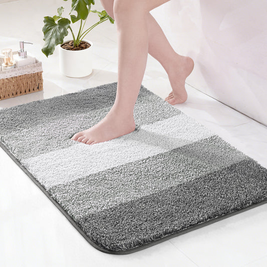Exclusivo Mezcla Bathroom Rugs Mat 17x24, Extra Soft Non Slip Absorbent Water Microfiber Bath Rugs, Machine Washable Quick Dry Bath Mats for Bathroom Floor, Shower, Home Decor, Gradient Grey