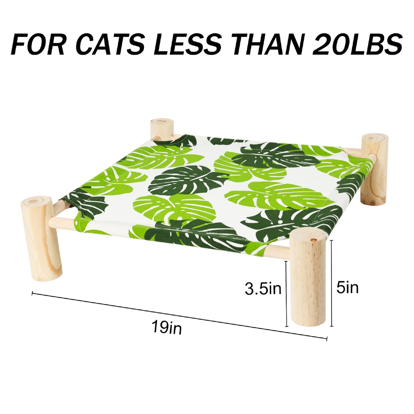 Exclusivo Mezcla Cat and Dog Hammock Bed Small Dog Bed, Wooden Cat Elevated Cooling Outdoor Bed for Summer, Cat Beds for Indoor Cats, Cat Cots Furniture Pet Bed Puppy Bed (19" x 19")