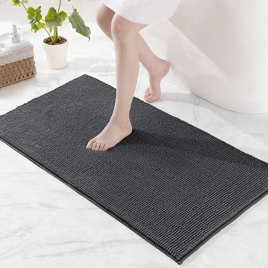 Exclusivo Mezcla Bathroom Rugs Mat 24x47, Extra Soft Absorbent Chenille Bath Rugs Mat, Quick Dry, Machine Washable Bath Mats for Bathroom Floor, Shower, Home Decor, Grey