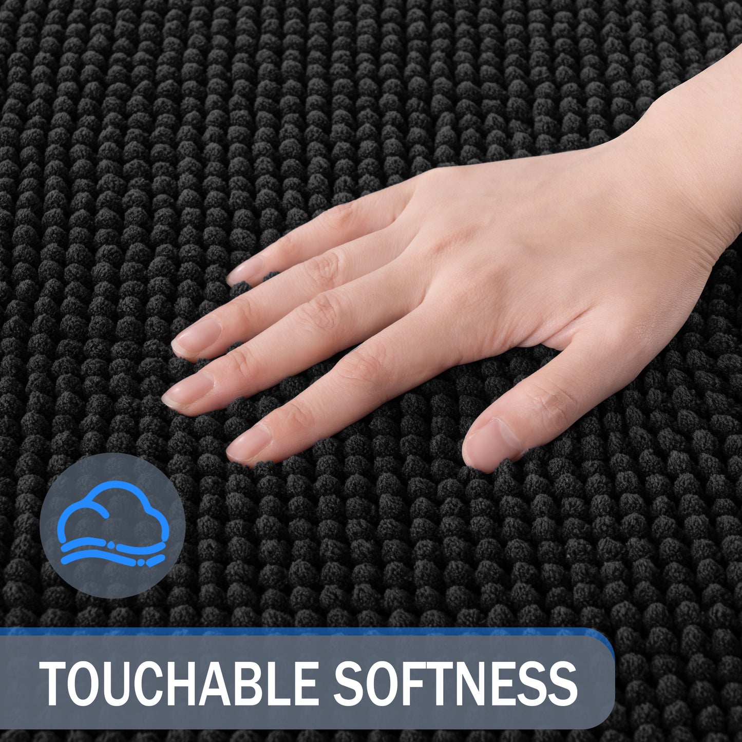 Exclusivo Mezcla Bathroom Rugs Mat 24x70, Extra Soft Absorbent Chenille Bath Rugs Mat, Quick Dry, Machine Washable Bath Mats for Bathroom Floor, Shower, Home Decor, Black