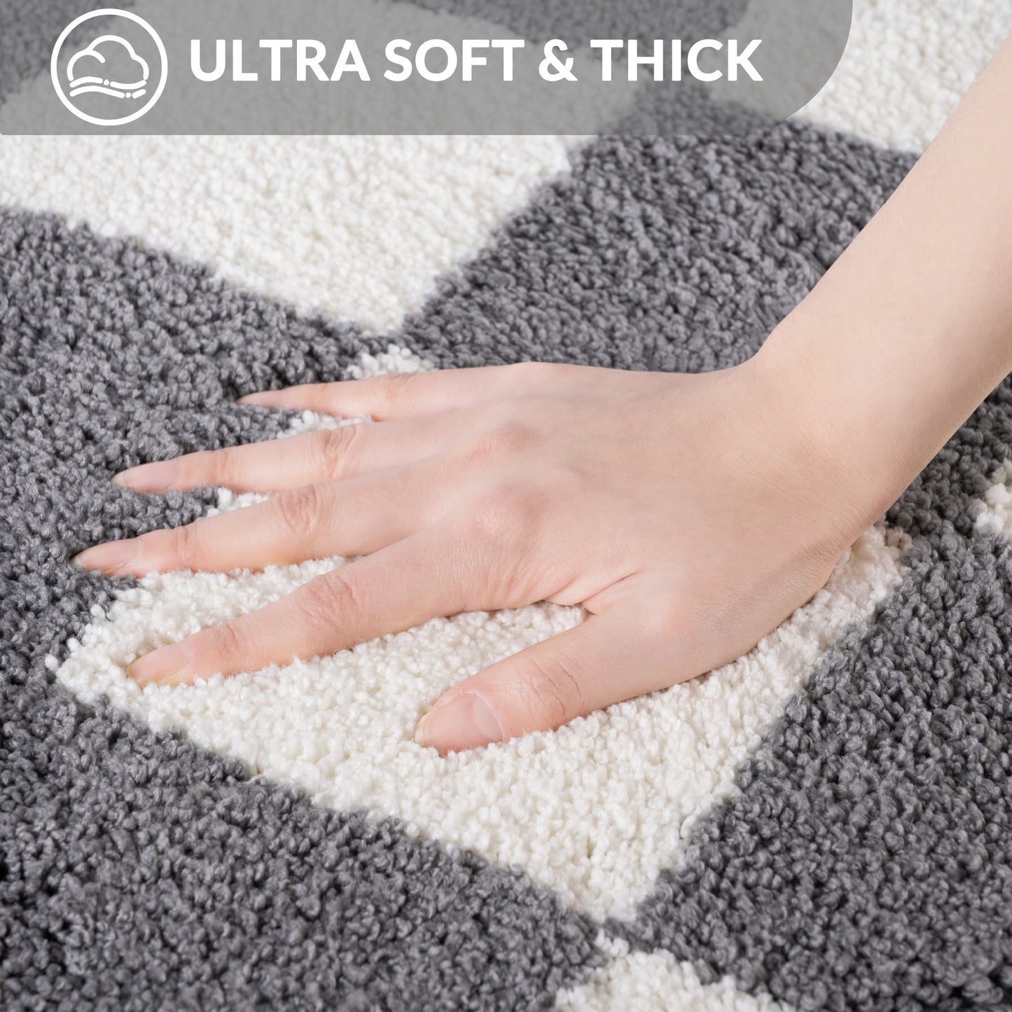 Exclusivo Mezcla Bathroom Rugs Mat 20x30, Extra Soft Non Slip Absorbent Water Microfiber Bath Rugs, Machine Washable Quick Dry Bath Mats for Bathroom Floor, Shower, Home Decor, Checkered Grey