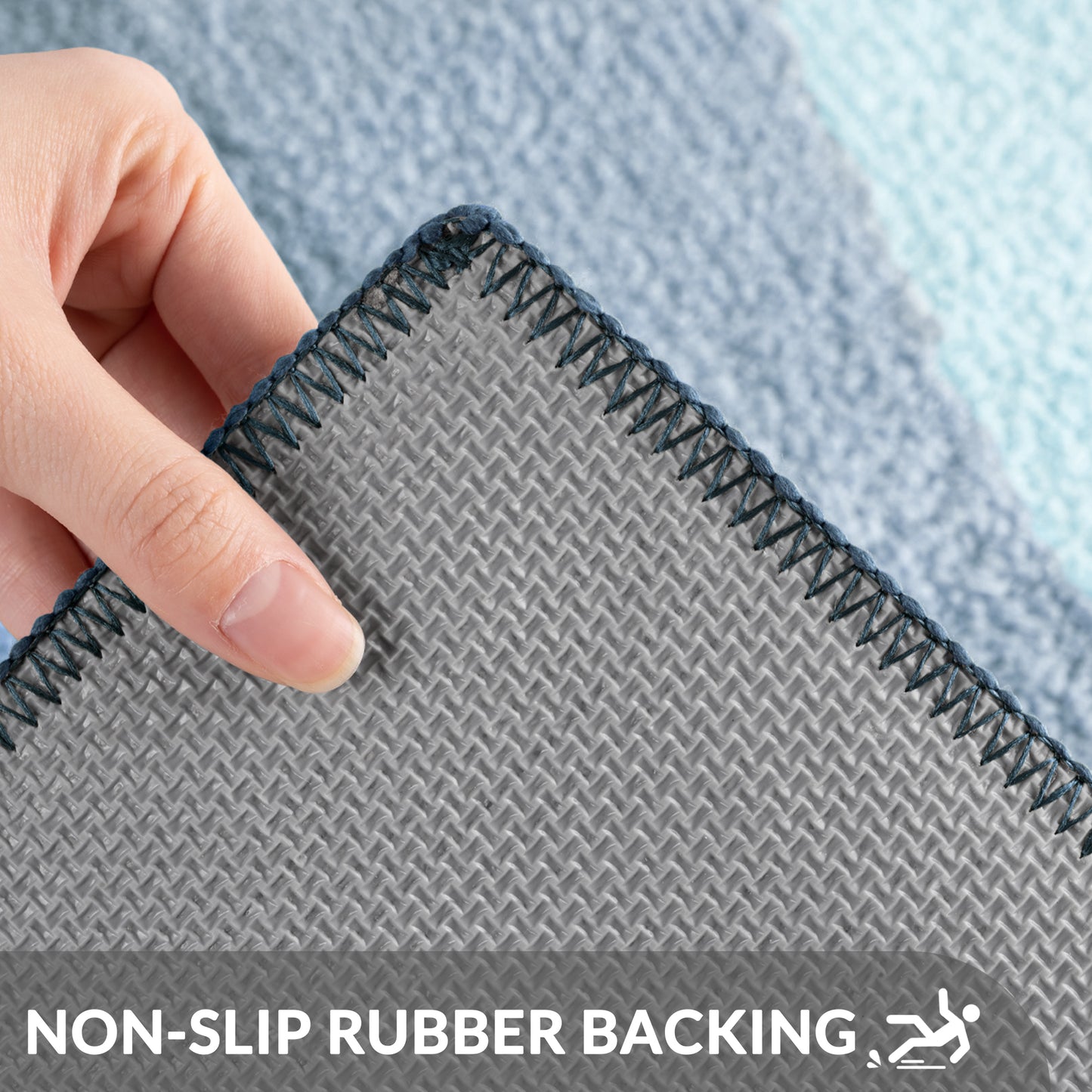 Exclusivo Mezcla Bathroom Rugs Mat 20x30, Extra Soft Non Slip Absorbent Water Microfiber Bath Rugs, Machine Washable Quick Dry Bath Mats for Bathroom Floor, Shower, Home Decor, Waved Blue