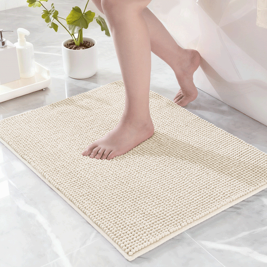 Exclusivo Mezcla Bathroom Rugs Mat 20x30, Extra Soft Absorbent Chenille Bath Rugs Mat, Quick Dry, Machine Washable Bath Mats for Bathroom Floor, Shower, Home Decor, Ivory