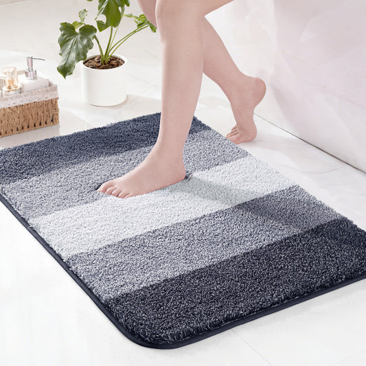 Exclusivo Mezcla Bathroom Rugs Mat 17x24, Extra Soft Non Slip Absorbent Water Microfiber Bath Rugs, Machine Washable Quick Dry Bath Mats for Bathroom Floor, Shower, Home Decor, Gradient Navy Blue