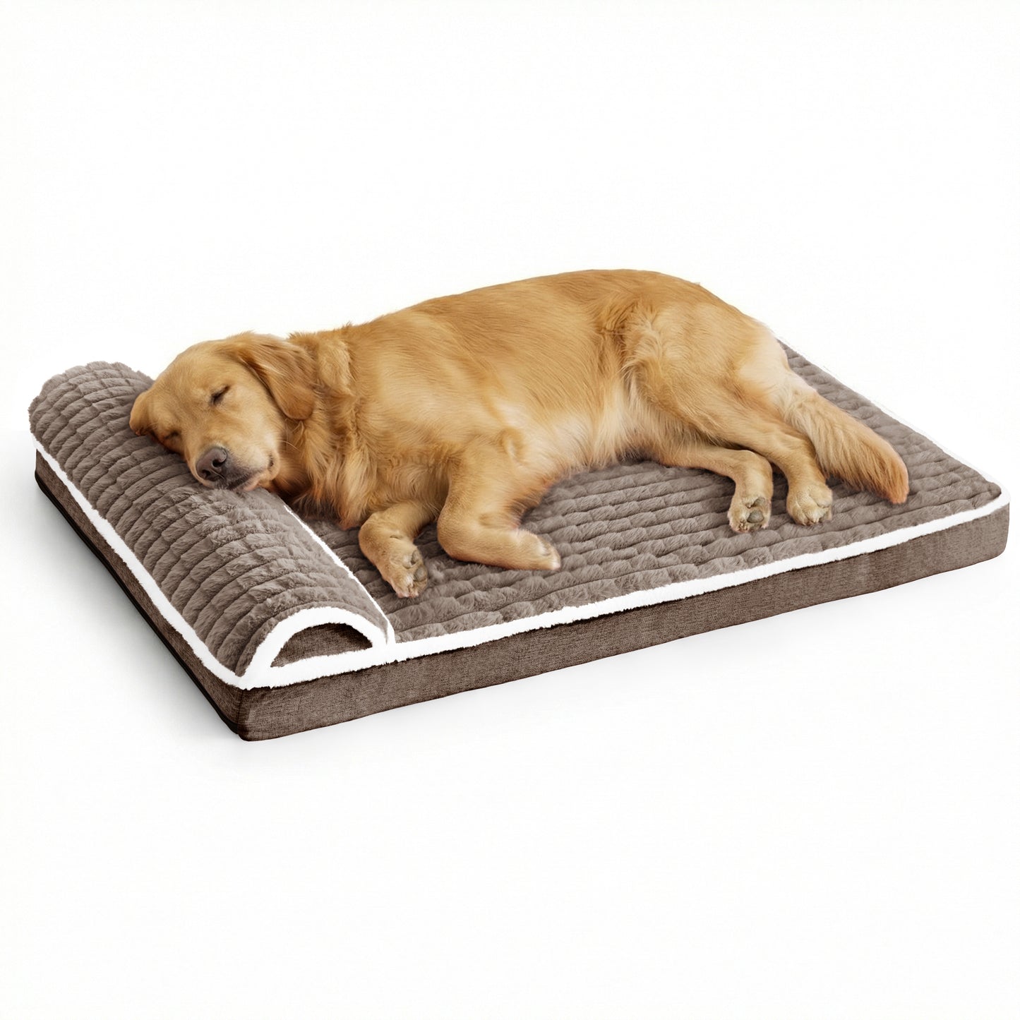 Exclusivo Mezcla Orthopedic Dog Bed with Head Pillow for Extra Large Dogs, Removable and Machine-Washable Cover, 56"X40", Brown