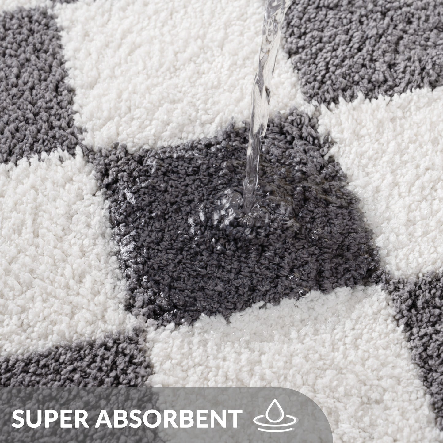 Exclusivo Mezcla Bathroom Rugs Mat 24x36, Extra Soft Non Slip Absorbent Water Microfiber Bath Rugs, Machine Washable Quick Dry Bath Mats for Bathroom Floor, Shower, Home Decor, Checkered Grey