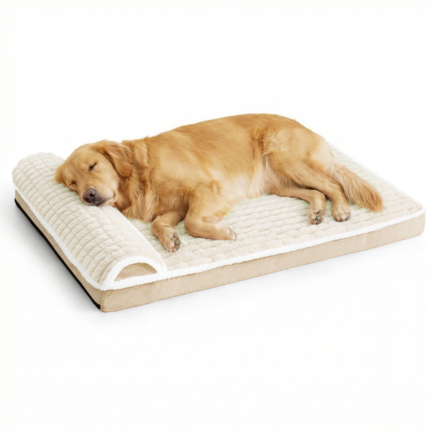 Exclusivo Mezcla Orthopedic Dog Bed with Head Pillow for Medium and Large Dogs, Removable and Machine-Washable Cover, 36"X24", Ivory