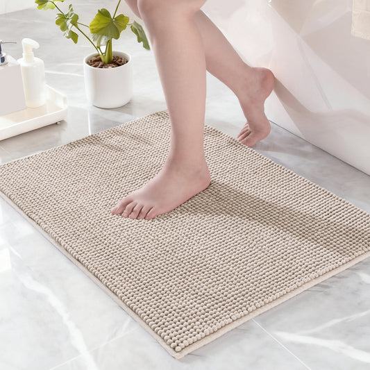 Exclusivo Mezcla Bathroom Rugs Mat 17x24, Extra Soft Absorbent Chenille Bath Rugs Mat, Quick Dry, Machine Washable Bath Mats for Bathroom Floor, Shower, Home Decor, Camel