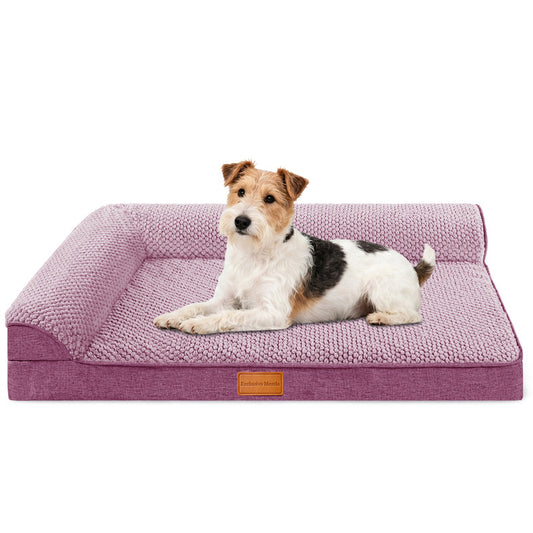 Exclusivo Mezcla Orthopedic Dog Bed with Washable Cover, Jacquard Fluff Pet Sofa Bed with 2-Sided Bolsters for Small Dogs, 30"～20", Purple