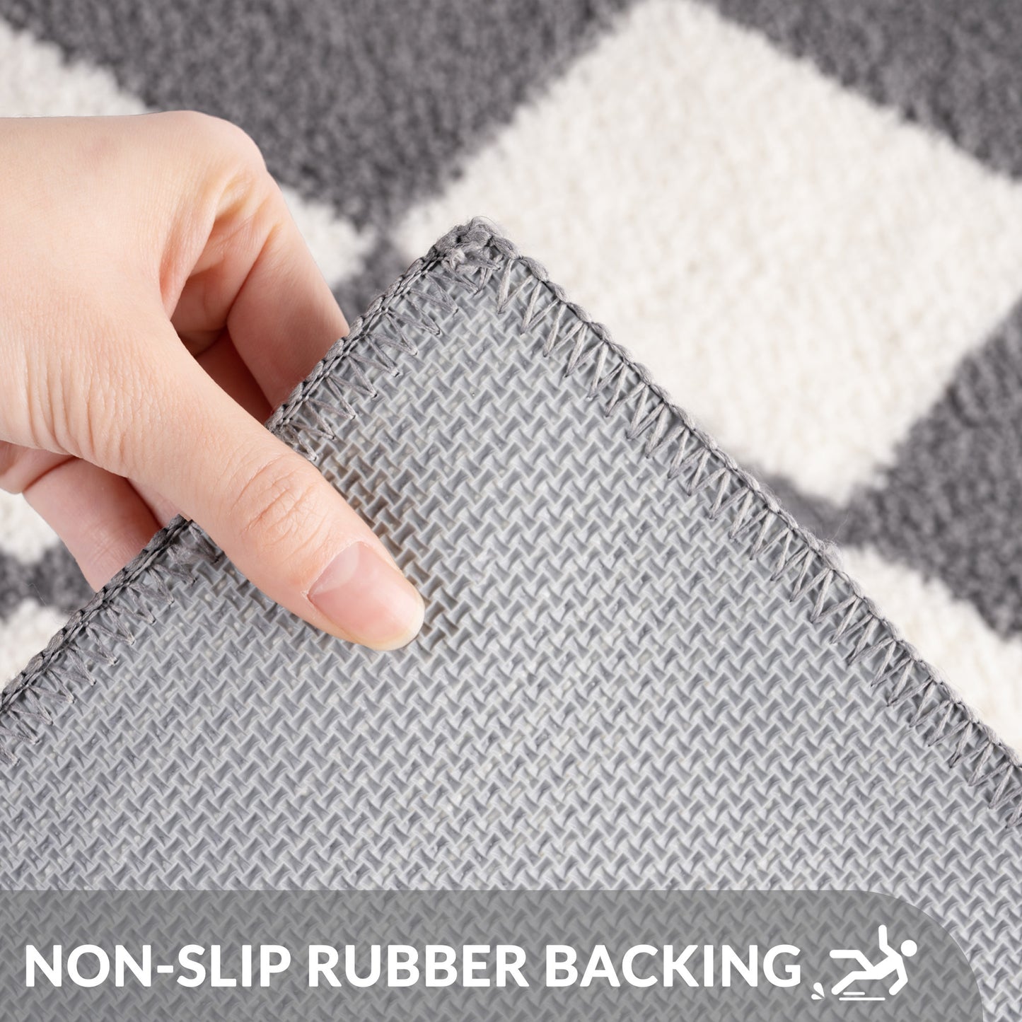 Exclusivo Mezcla Bathroom Rugs Mat 24x36, Extra Soft Non Slip Absorbent Water Microfiber Bath Rugs, Machine Washable Quick Dry Bath Mats for Bathroom Floor, Shower, Home Decor, Checkered Grey