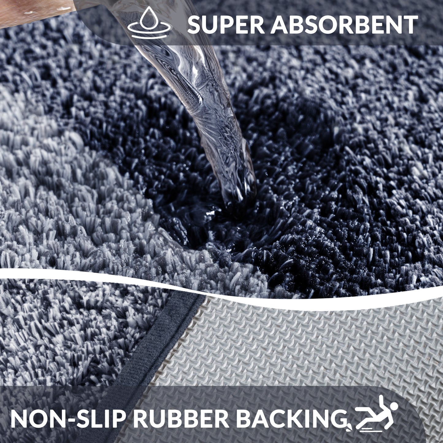 Exclusivo Mezcla Bathroom Rugs Mat 24x47, Extra Soft Non Slip Absorbent Water Microfiber Bath Rugs, Machine Washable Quick Dry Bath Mats for Bathroom Floor, Shower, Home Decor, Gradient Navy Blue