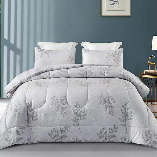 Whale Flotilla Twin Size Comforter Set with 1 Pillow Sham, Warm Down Alternative Comforter Printed with Floral Patterns, Soft and Comfortable Bedding Set for All Seasons, Grey¡­