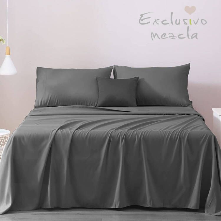 Exclusivo Mezcla King Size Sheet Set - 4Piece King Bed Sheet Set Soft Brushed Microfiber 1800 Thread Count Extra Deep Pocket Bed Sheets Breathable & Cooling Bedding Sheet - Wrinkle & Fade Free - Dark Gray