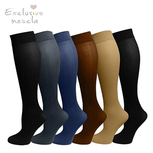 Exclusivo Mezcla 6 Pairs Pack Women Stretchy Spandex Trouser Socks Opaque Knee High