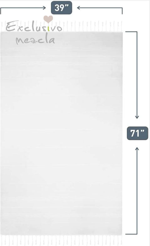 Exclusivo Mezcla Pack of 2 -Turkish Beach Towel -100% Cotton Super Absorbent Drying Quickly - Sandfree Sand Resistant Beach Towel -Oversized Beach Blanket - Extra Large Turkish Peshtemal 71x39 - White