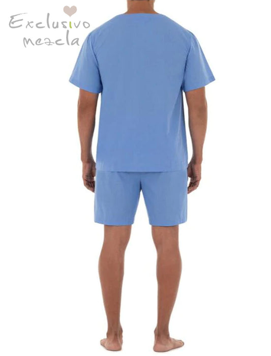 Exclusivo Mezcla Men's Broadcloth Short Sleeve Pajama Set