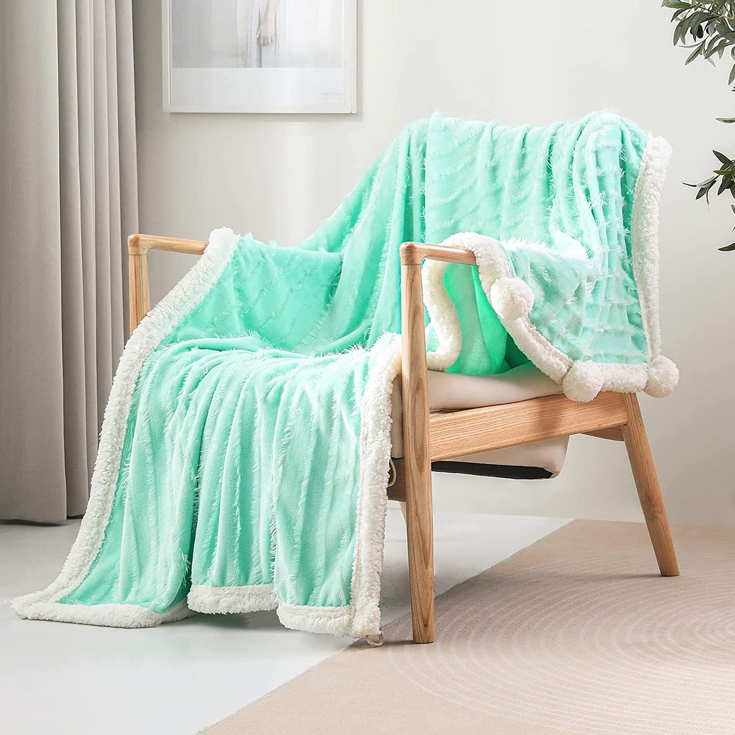 Exclusivo Mezcla Wearable Throw Blanket Soft Wrap Throw Cloak Blanket Poncho Ultra Soft Cozy Oversize Blanket Warm for Winter ( 50x72 Inches, Light Green)