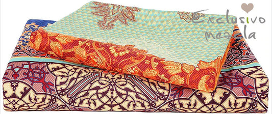 Exclusivo Mezcla Boho Bedding Duvet Cover Set, 3 Pieces Lightweight Comforter Cover with Pillow Shams (Twin Size，Orange and Blue)