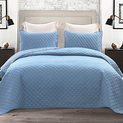 Exclusivo Mezcla Ultrasonic Reversible 3 Piece Full/ Queen Size Quilt Set with Pillow Shams, Lightweight Bedspread/ Coverlet/ Bed Cover - (Grey, 92"x88")