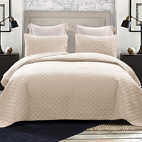 Exclusivo Mezcla Ultrasonic Reversible 3 Piece Full/ Queen Size Quilt Set with Pillow Shams, Lightweight Bedspread/ Coverlet/ Bed Cover - (Grey, 92"x88")