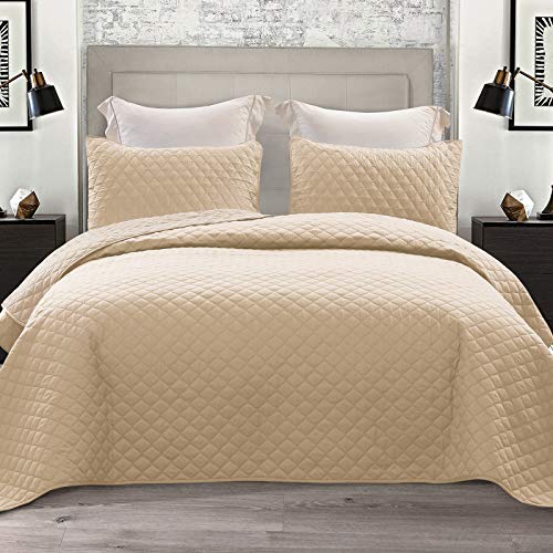 Exclusivo Mezcla Ultrasonic Reversible 3 Piece Full/ Queen Size Quilt Set with Pillow Shams, Lightweight Bedspread/ Coverlet/ Bed Cover - (Grey, 92"x88")