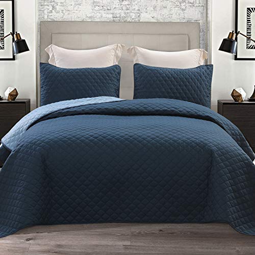 Exclusivo Mezcla Ultrasonic Reversible 3 Piece Full/ Queen Size Quilt Set with Pillow Shams, Lightweight Bedspread/ Coverlet/ Bed Cover - (Grey, 92"x88")