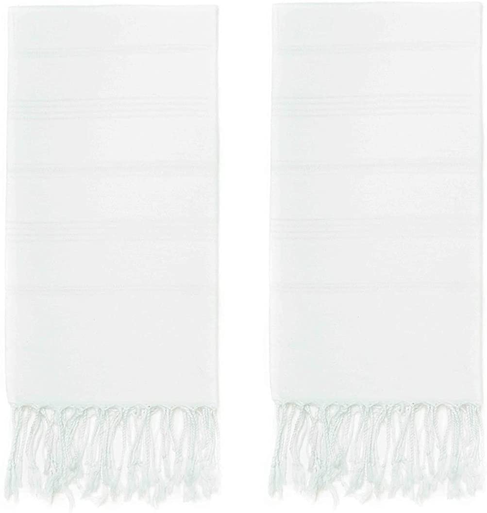 Exclusivo Mezcla Pack of 2 -Turkish Beach Towel -100% Cotton Super Absorbent Drying Quickly - Sandfree Sand Resistant Beach Towel -Oversized Beach Blanket - Extra Large Turkish Peshtemal 71x39 - White