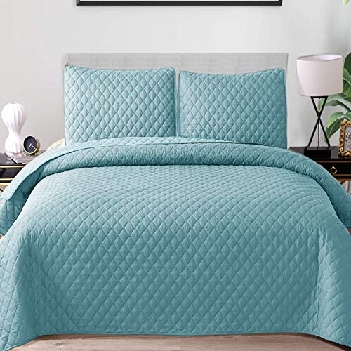 Exclusivo Mezcla Ultrasonic Reversible 3 Piece Full/ Queen Size Quilt Set with Pillow Shams, Lightweight Bedspread/ Coverlet/ Bed Cover - (Grey, 92"x88")